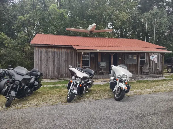 Motorcycles parked out front