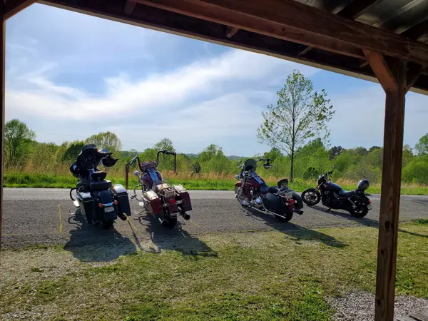 View of the bikes from the porch